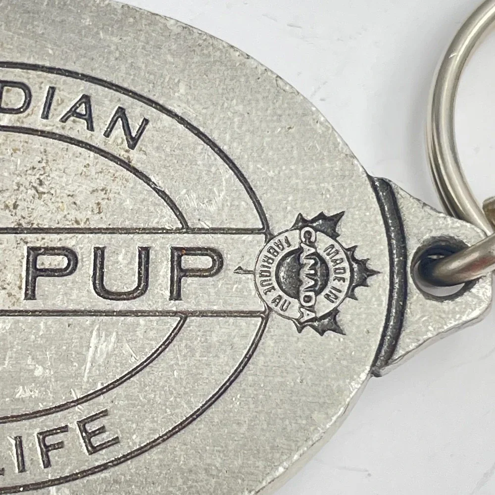 Vintage 90s Canada Souvenir Animal Pup Wildlife‎ Pewter Keychain Charm Jewelry